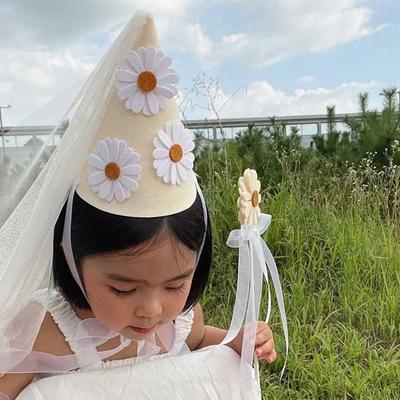Ins Eerste Kinderverjaardag Daisy Vilt Hoed Baby Meisje Bloemen Feest Hoed Gaas Hoofddeksel
