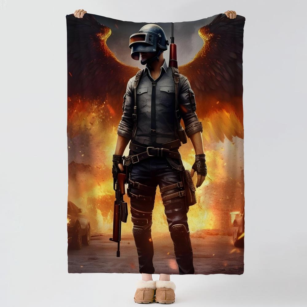 Spiel P-PUBG-G Dicker Komfort Flanell-Steppdecke, Vielseitig einsetzbar Innen Außen Tägliches Nickerchen
