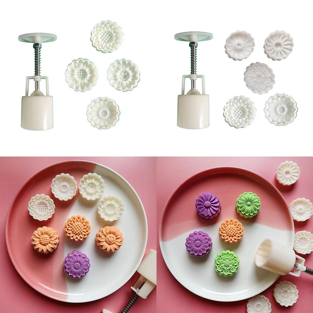 100g Plastic Material Mooncake Molds Sunflower Shape Mooncake Stamps Baking Mooncake Accessories for Mid-Autumn Festival