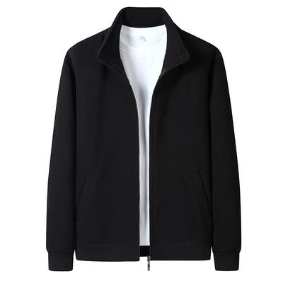 Men's Stand Collar Cardigan Thin Hoodie Jacket, 400g, Autumn/Winter 2026, Zip-Up with Pockets