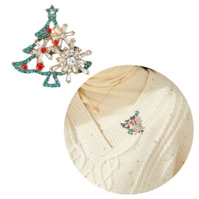 Christmas Tree Rhinestone Brooch Alloy Jewelry Elegant Holiday Party Accessory Secure Clasp Brooch Gift For Women
