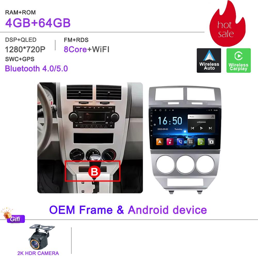 Android 16 Radio For Dodge Caliber Jeep Compass 1 MK Patriot 2006 - 2010 Multimedia Player Stereo Head Unit GPS Navigation HDR