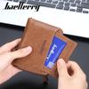 Baellerry Men's Short Wallet Vintage Fashion Notecase Horizontal Billfold Zipper Coin Purse Pu Leather Card Holder