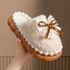 Lace Bow Cotton Slippers Autumn and Winter Cotton Mop Indoor Warm Slippers Comfortable Home Couple Cotton Slippers