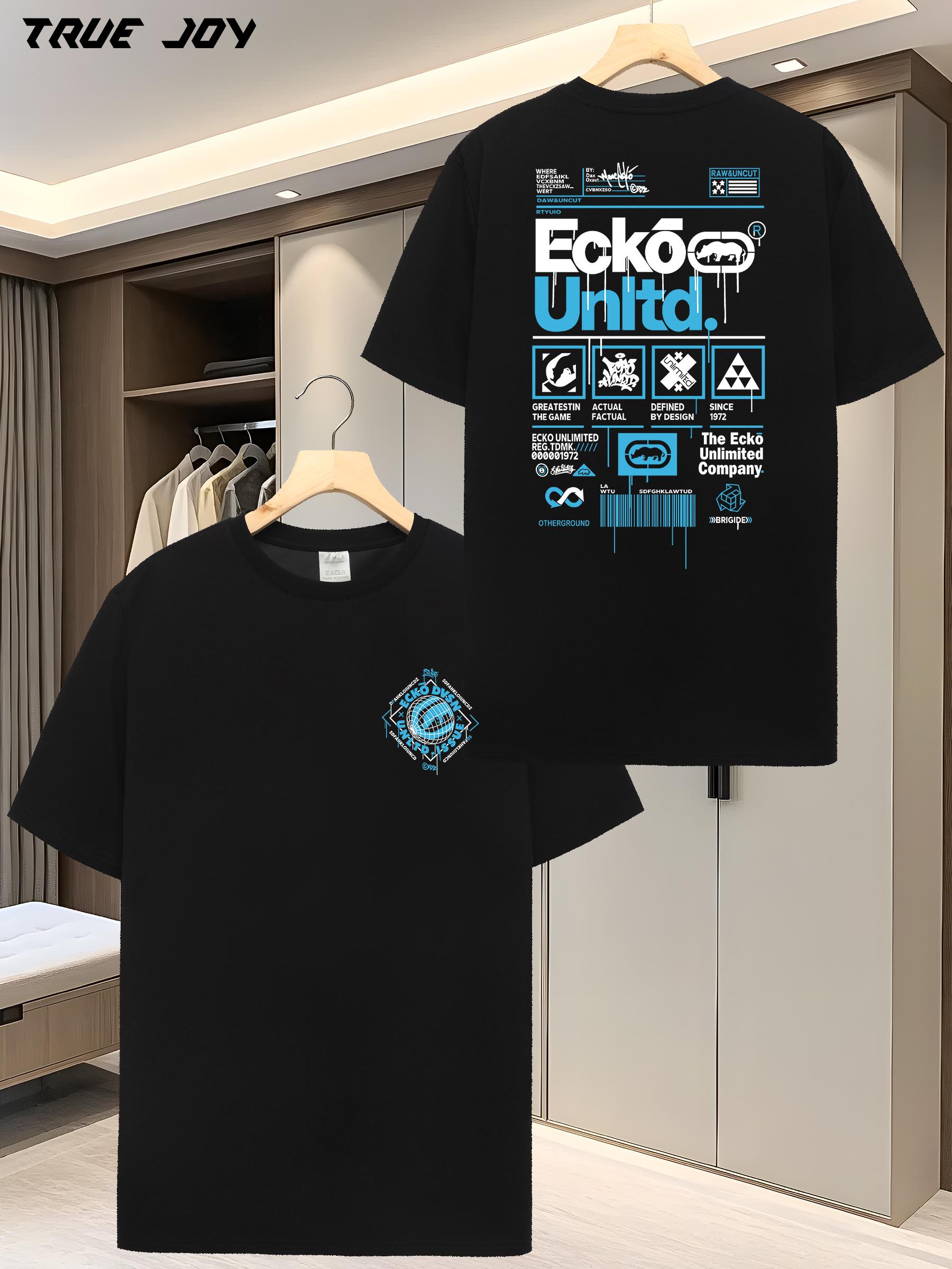 

ECKO Graphic Print T-shirt - Summer Short Sleeve Round Neck Casual Tee with Bold Back Design XXXXL