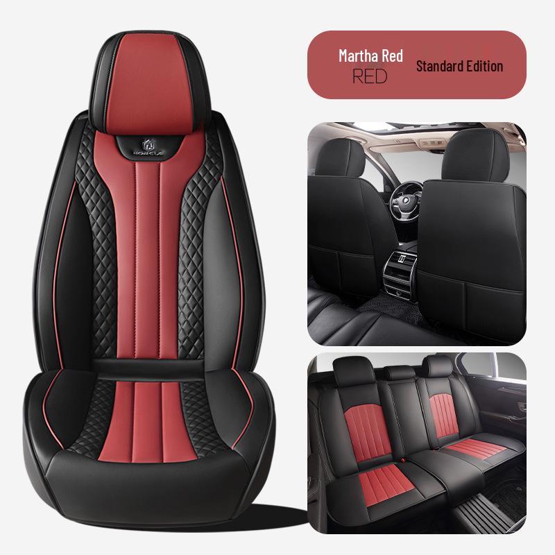 2024 Universal Full Surround Leather Car Seat Cushion Mat - All-Season Fit for Small Cars