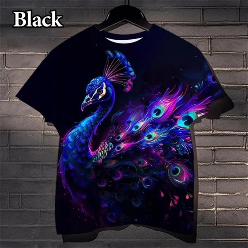 3D Printed Beautiful Peacock T-Shirt For Men Cool Feather Pattern Tees Casual Personality Women Top O-Neck Short Sleeve T Shirts