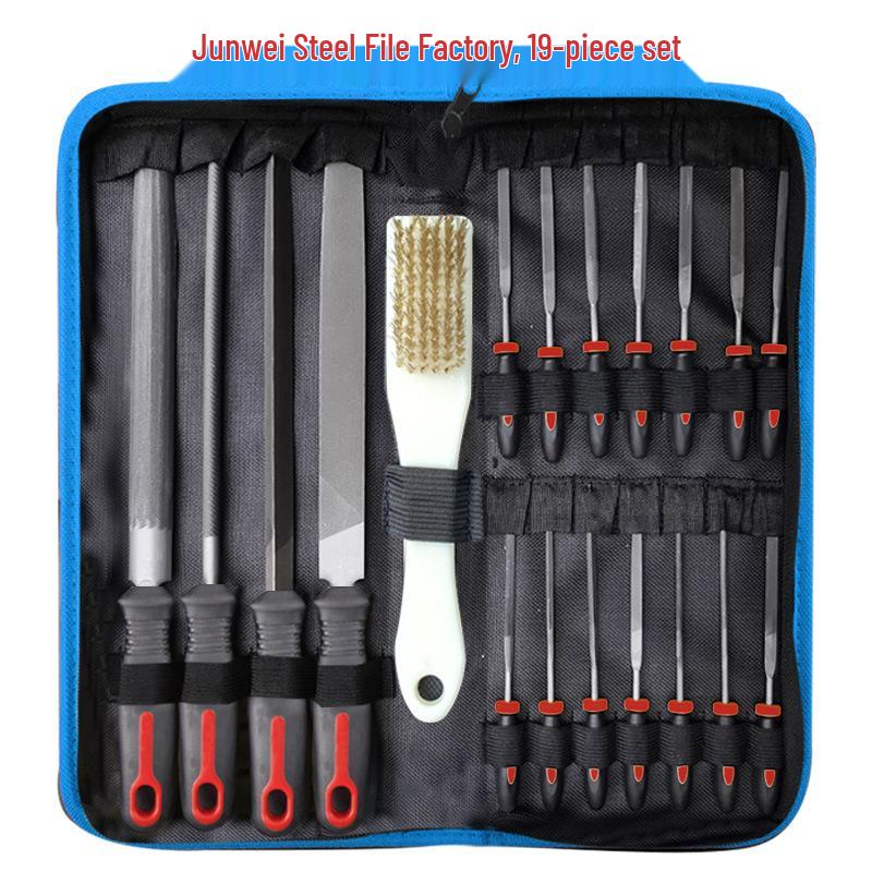 

Набор металлических стальных напильников из 19 предметов: Включает плоские, треугольные и полукруглые напильники для шлифовки железа