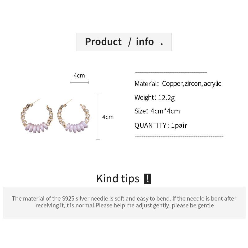 18k Gold Electroplated Zircon C-shaped Pearl Earrings for Women European and American Exaggerated Hoop Earrings High-end Zircon