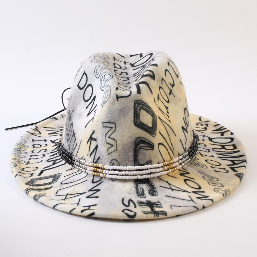 New European and American style letter printing fashion top hat men's and women's fashion jazz hat sunscreen sun hat