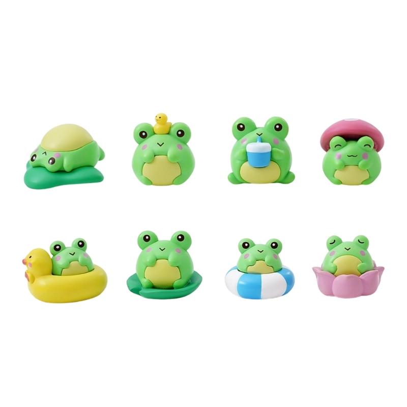 8 Piece Creative Miniature Plastic Frogs Animal Sculpture For Home Office Tabletop Decors Garden Landscape Ornaments