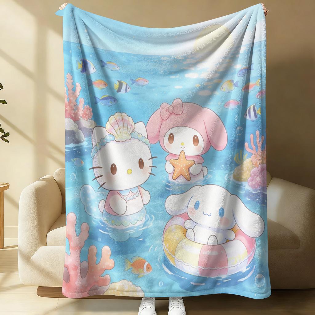 Sanrio Steampunk Plush Flannel Blanket Lightweight Throw Cartoon Cute Air Conditioning Bed Sofa Cover Nap Office Shawl Girl Gift