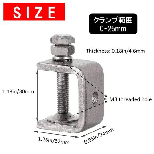 NOELAMOUR Stainless Steel C-Clamps, 30mm Wide, for Woodworking, Gluing, Fixing, Welding, and Slip Prevention (Set of 6)