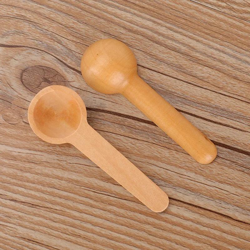 10Pcs Mini Wooden Spoons Kitchen Seasoning Honey Coffee Kitchen Cooking Coffee Bean Salt Spice Jars Wooden Measuring Spoons