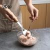 Stainless Steel Meatball Spoon Maker Tool, Non-stick Scoop, Kitchen Utensils for Home Long Wooden Handle Shaping Gadget Cooking