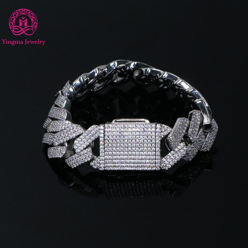 20MM Luxury Men's Cuban Chain Bracelet High Quality Cooper Iced Out Cuban Link Chain with Full Paved 5A CZ Stones Zircon