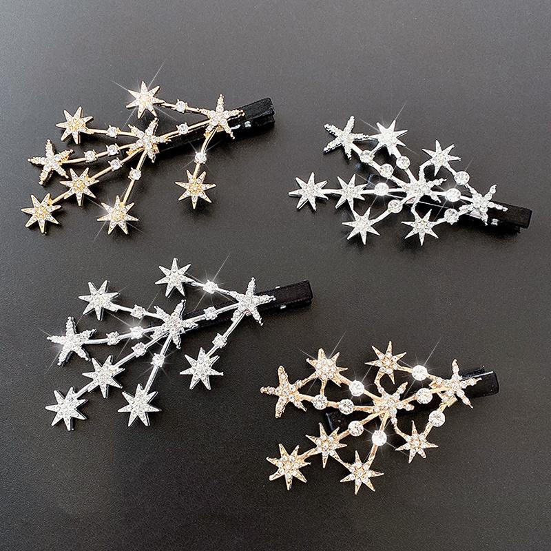 

Корейские заколки-звезды Ювелирный зажим для волос для женщин Мода Девушка Золотой серебристый цвет Зажим для волос Изысканные шпильки Аксессуары для волос