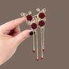Clips de păr retro roșu catifea trandafir fluture gheară stras lux ciucure accesorii de păr agrafe crab pentru femei accesorii de păr podoabă de cap franțuzească