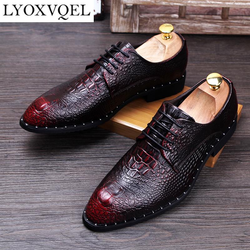 British Style Pattern Of Crocodile Leather Shoes Men'S Dress Wedding Party Business Shoes Oxford Ayakkabı Erkek M367