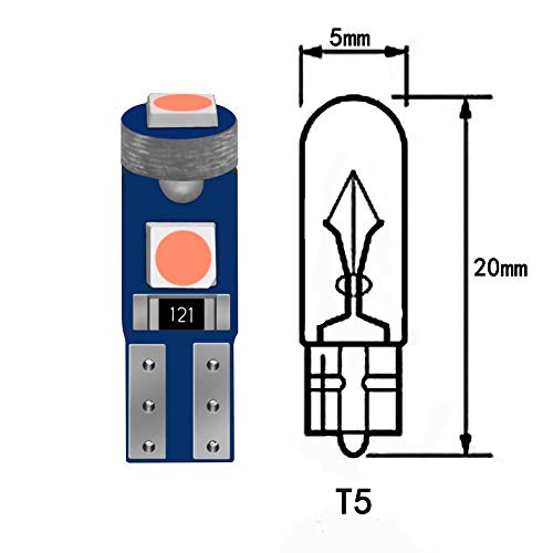 T5 LED Purple Meter Bulb/Panel Bulb/Air Conditioner Bulb Diffused 3030SMD 3-Piece High Brightness 12V Car Motorcycle LED Bulb Dashboard Meter Ins