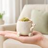 Small Indoor Plant Container Cute Succulents Planter, 3D Printed Pot with Hand Holding Heart, Desktop Flower Resin for Home Office Desk Decor