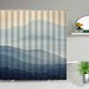 Mountain Shower Curtain,Teal Bathroom Shower Curtain, Cool Nature Watercolor Misty Forest Sun Sunset Landscape Shower Curtains