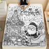 DIY Maldecke Geeignet für & - Zentangle Weihnachtsszenen mit Weihnachtsmann-Schlitten, Rentieren, Baum & Geschenkbox | Entspannende Malbuchseiten | Flanell Th