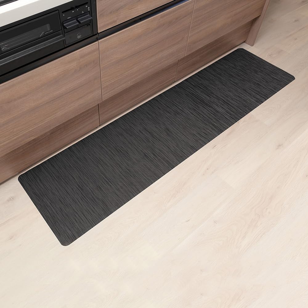Bestco Kitchen Wipeable PVC Classic 45 x 180 Mat, Textile-Look, Black, cm, Water-Repellent, Antibacterial, ND-6295