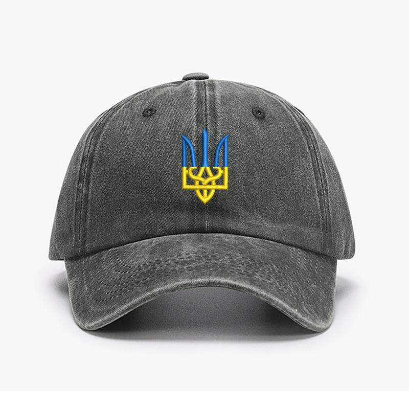Embroidery Ukraine Trident Symbol Cotton Washed Fashion Sports Baseball Cap Adjstable Hip Hop Urban Street Style Dad Hat Visor Protection Snapback