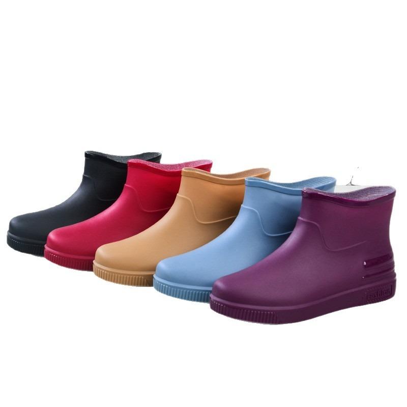 Fashion Low Tube Rain Shoes New Women's Wear Waterproof and Non-slip Outdoor Pvc Velvet Rain Boots Women's Overshoes