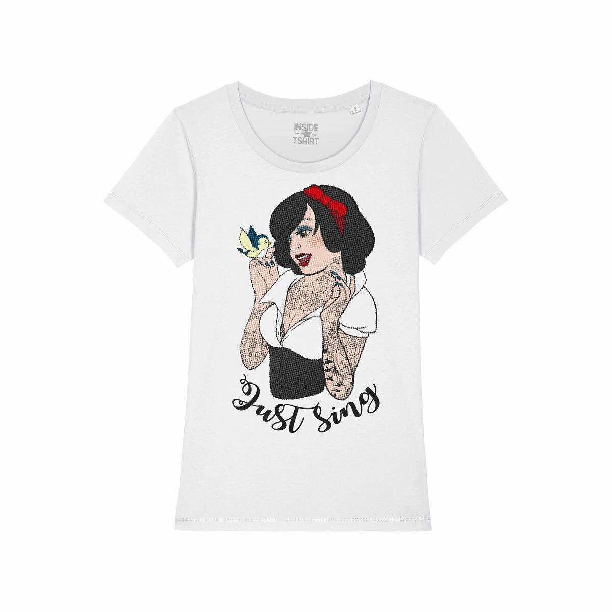 

SNOW WHITE TATTOOED T-SHIRT Jersey Women Just Sing Snow White Cool T-SHIRT GIRL XL