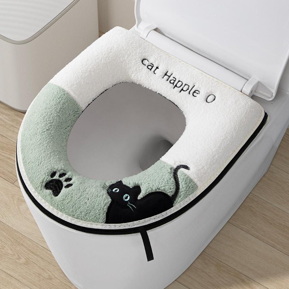 Soft Plush Fabric U-shaped Toilet Seat Toilet Seat Cover Zipper Installation