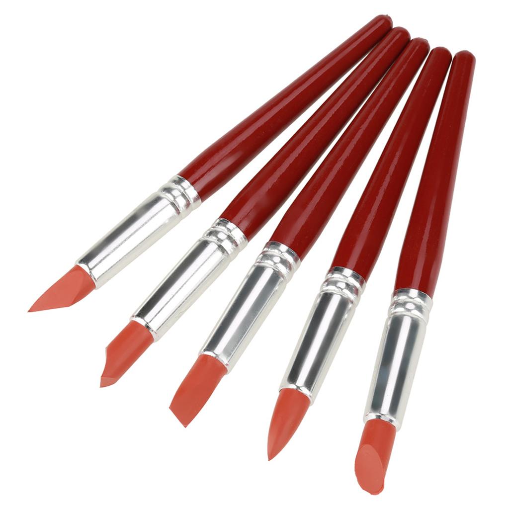5pcs Red Large Sized Rubber Tip Paint for Clay Sculpture Pottery Shaping Carving Tool