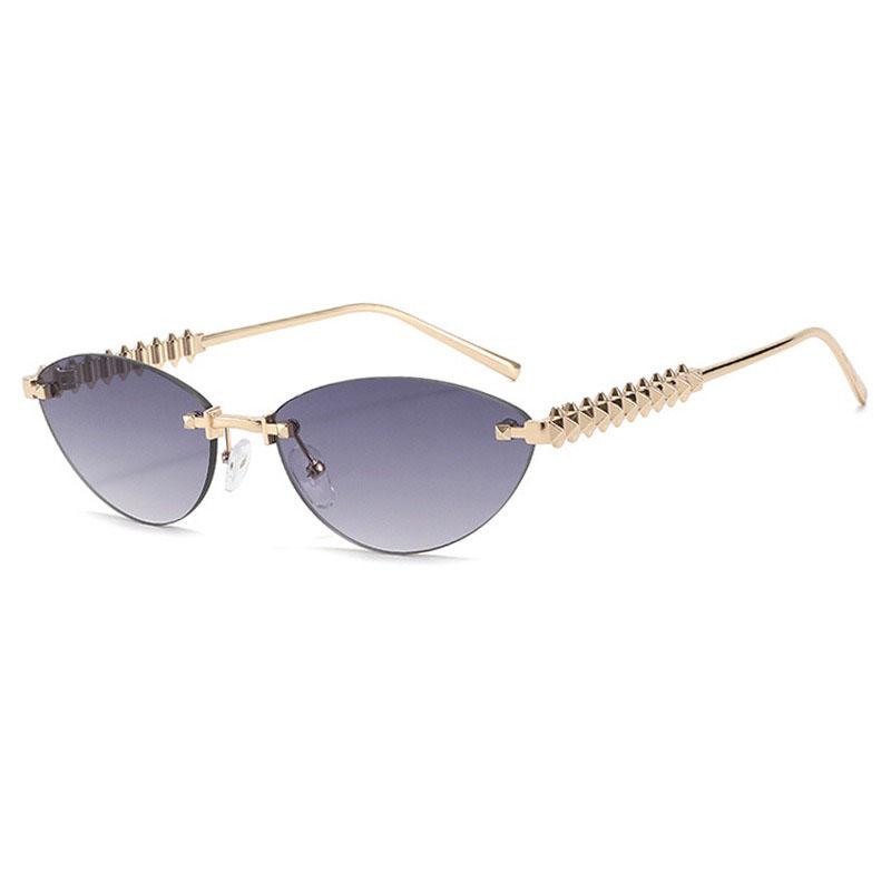 

Fashion Trendy Vintage Retro Cat Eye Sunglasses for Women Luxurious Designer Style Classic Vintage Style Chic Frameless Metal Small Triangle Eyewear only 1pcs sunglasses