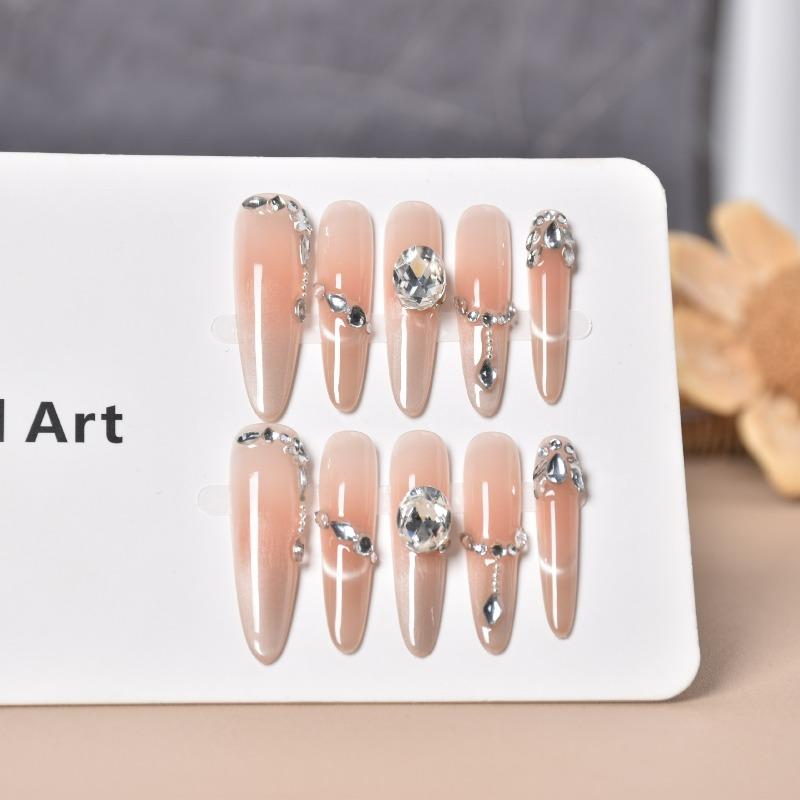 Cat's Eye Wearing Nail Pure Hand-made Nail Piece Fake Nail Wearing Nail Piece Advanced Sense Thin Dog Long