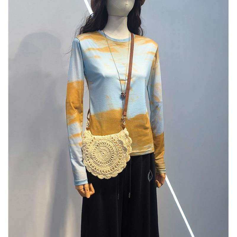 

Градиентная модная футболка с принтом Осень женская одежда с круглым вырезом и длинным рукавом Футболки Топ женский уличный пуловер 6XL