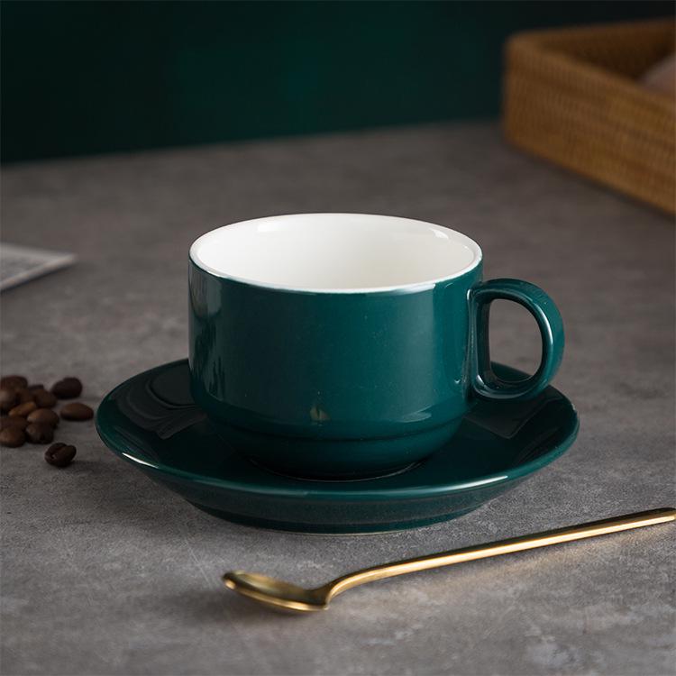 Luxury European-Style Golden Handle Ceramic Coffee Cup & Saucer Set