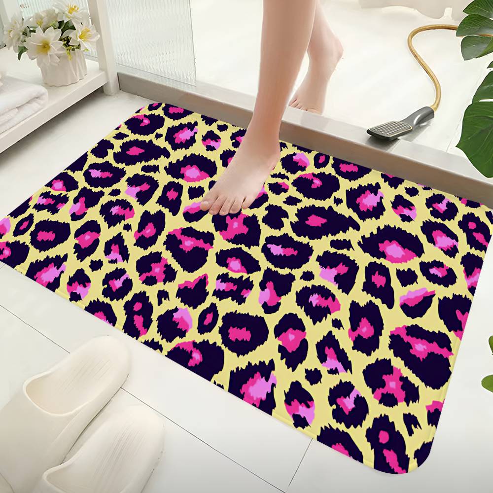 Anime Leopard Print Kitchen Mat Kids Room Bedroom Decoration Balcony Anti-Slip Doormat Living Room Alfombra