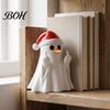 Unique Christmas Gift Ghost Pen Holder with Santa Hat, Funny Desktop Organizer, Creative Storage Cup Halloween Tabletop Statue, Holiday Decor for Home