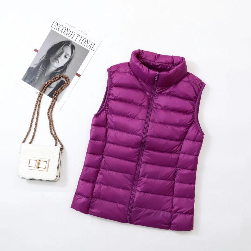 Women's Lightweight Down Vest, Stand-Up Collar, Plus Size 200 Jin, Autumn/Winter Outerwear