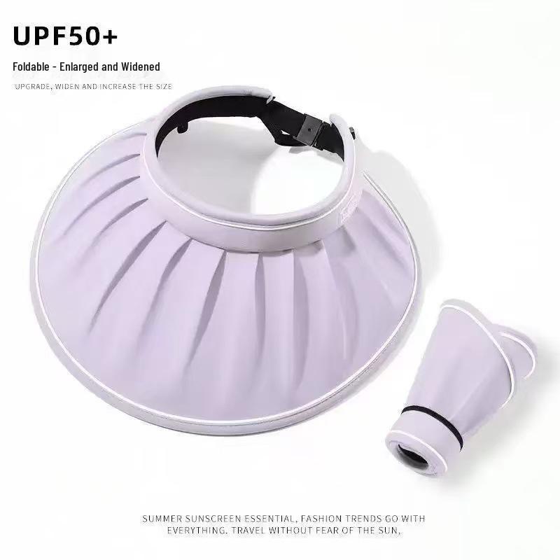 Women's Korean-Style Sun Visor Hat - Summer UV Protection, Wide Brim Design for Outdoor Use, Visually Slims Face