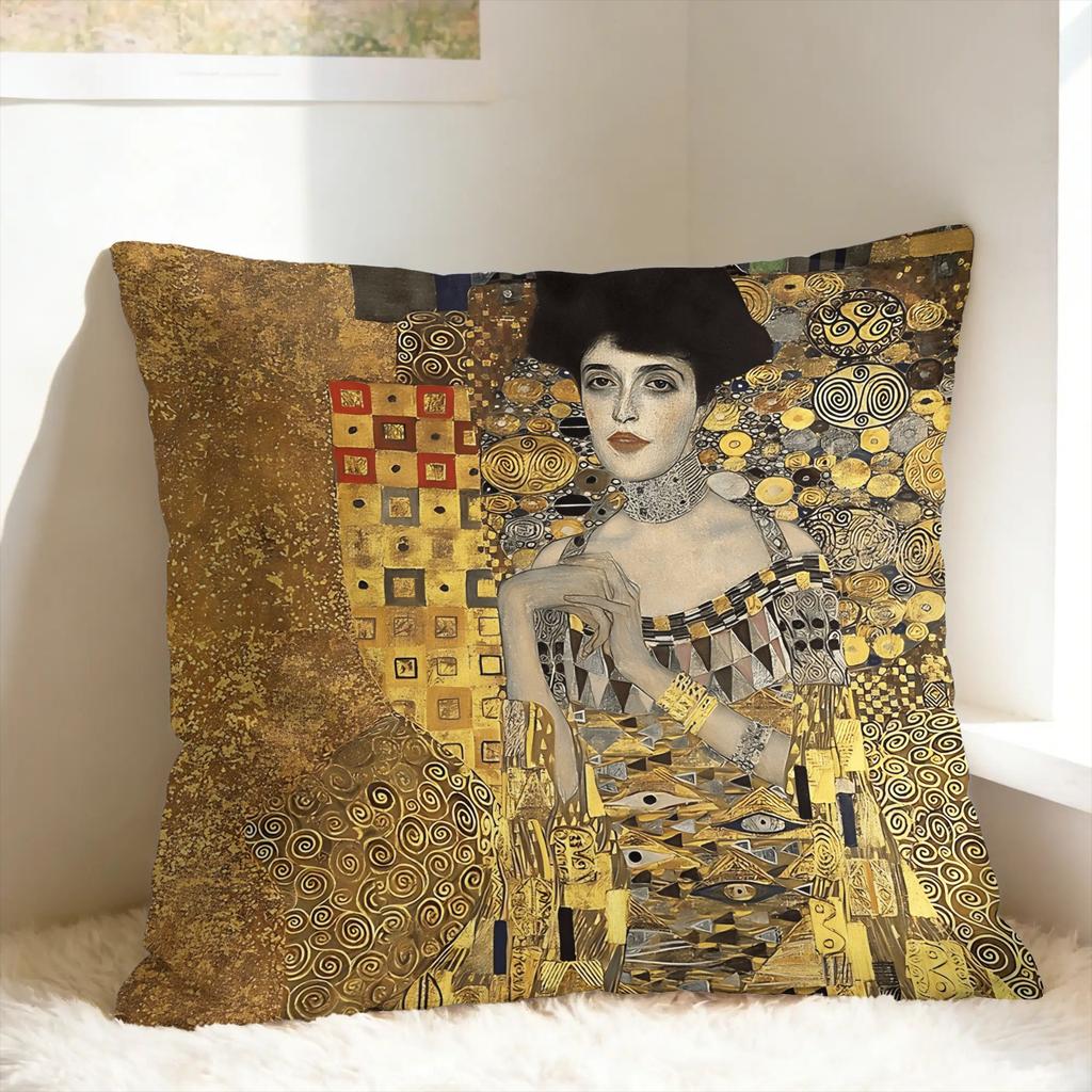 Gustav Klimt Kunst Kissenbezug Druck Kissenbezug Neuheit Kissenhülle für Sofa Couch Bett Wohnzimmer