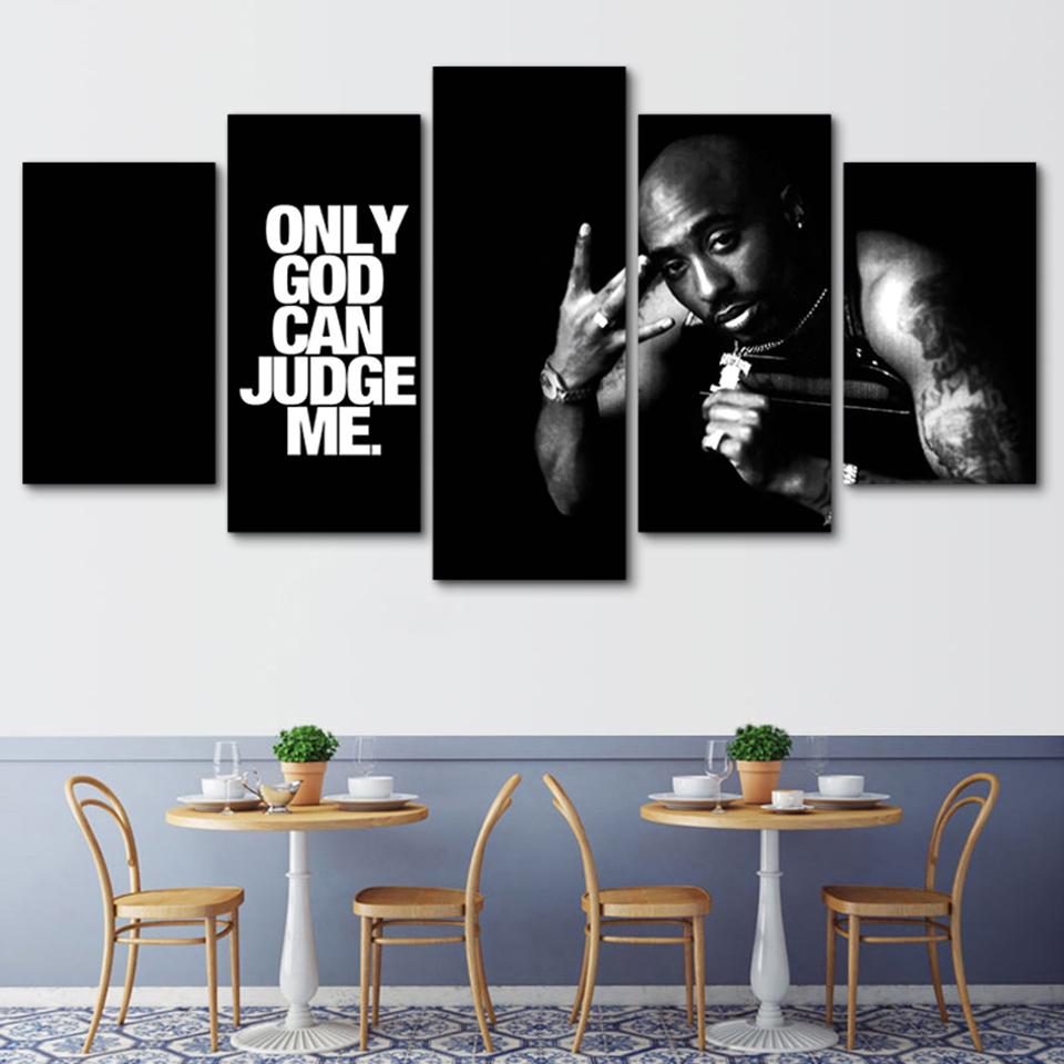 

5 Panel Tupac Amaru Shakur Rapper 2Pac Posters Wall Artwork Canvas HD Printed Oil Paintings Home Decor Modern Modular Pictures 20x35 20x45 20x55cm