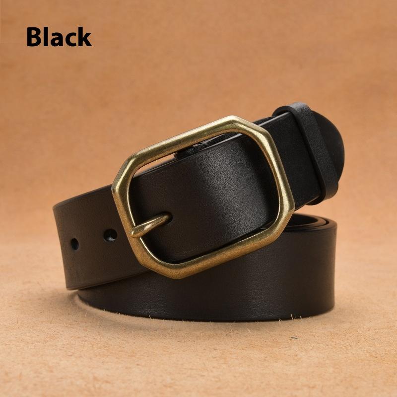 

Мужской ремень из натуральной кожи без промежуточного слоя, первый слой из коровьей кожи, повседневный ремень с пряжкой в стиле ретро из коровьей кожи 125cm (including button head)