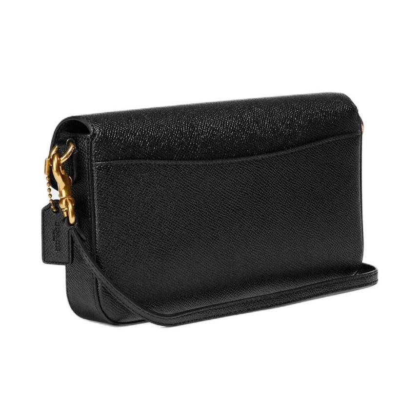 Coach Wyn 20 Minimalistisch C Logo Klappe Druckknopf Kreuzschraffur Leder Umschlag Umhängetasche Kleine Damen Taschen Schwarz C8439-B4BK