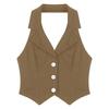 Ladies Crop Tops Formal Elegant OL Waistcoat Suits Vest Women Backless Vest Outerwear Jacket Coat Halter V-Neck Office