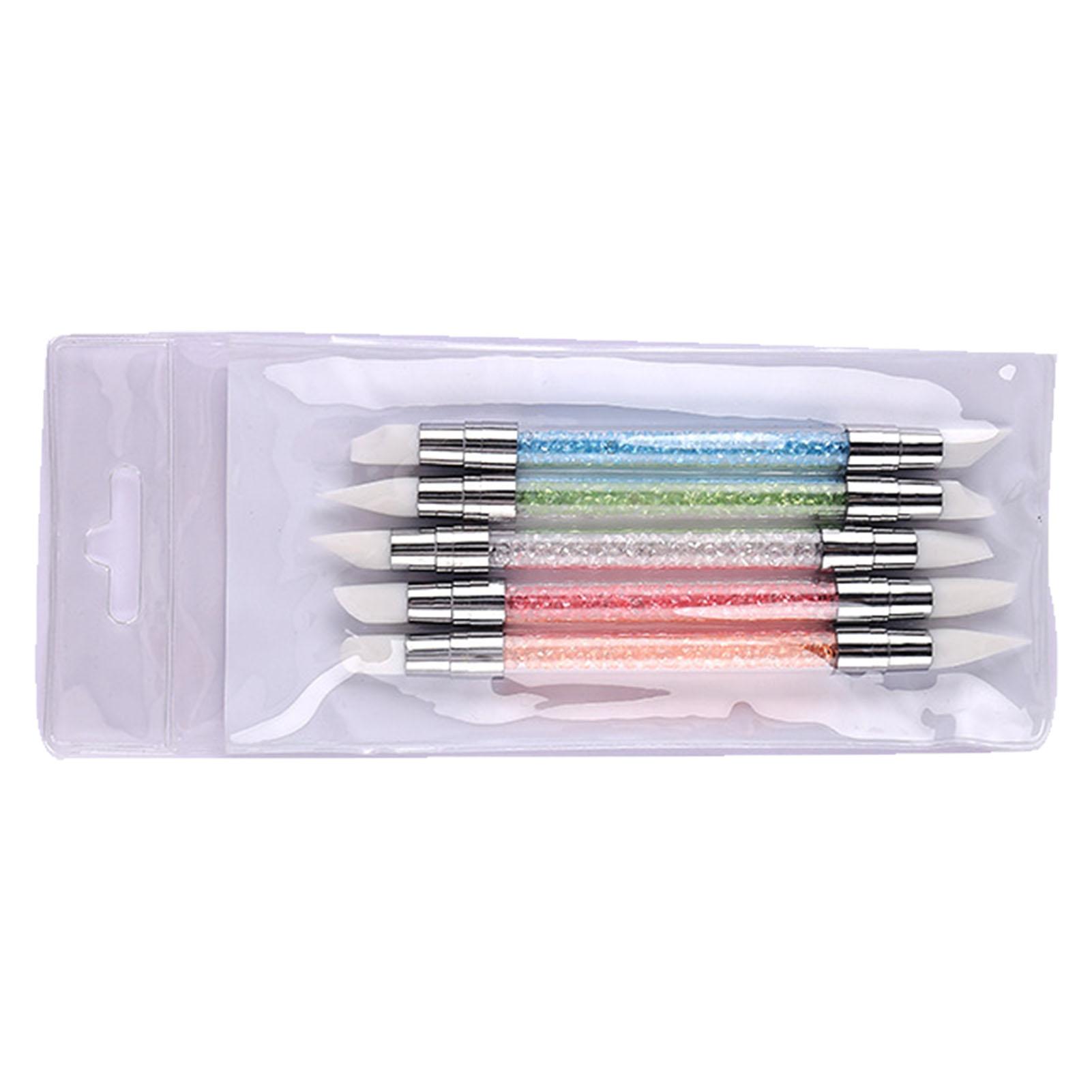 

5 шт. Силиконовые инструменты для нейл-арта Двусторонний силиконовый наконечник Акриловая ручка Ручка для скульптурирования нейл-арта для