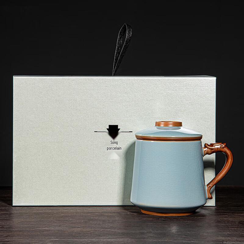 Minxun New Chinese Style Ge Ware Dragon Handle Tea Mug Gift Set