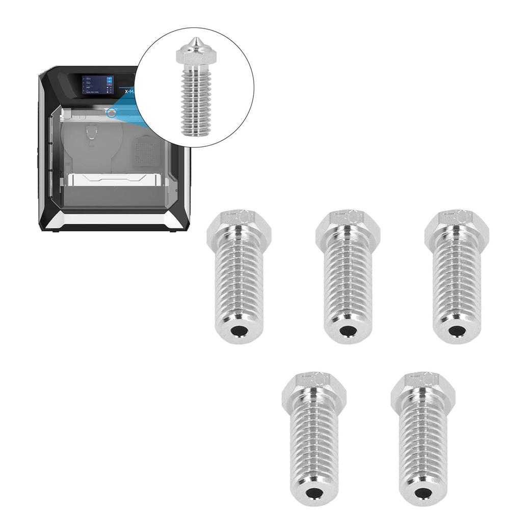5Pcs 3D Printer Nozzles Set Cr Zr Cu 0.4mm 1.75mm Copper Tip Nozzle for QIDI X Maximum3 X Smart3 X P