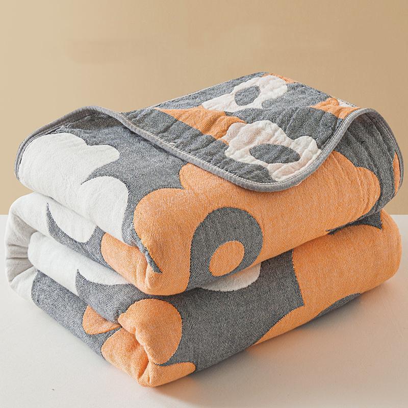 WOSTAR Summer 6 Layer Pure Cotton Muslin Towel Quilt Thin Throw Blanket Cool Bedspread Air-conditioning Cozy Comforter 150x200cm